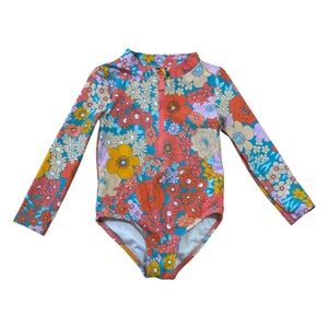 Carter's One Piece Floral Rashguard Swimsuit Girls Size 3T